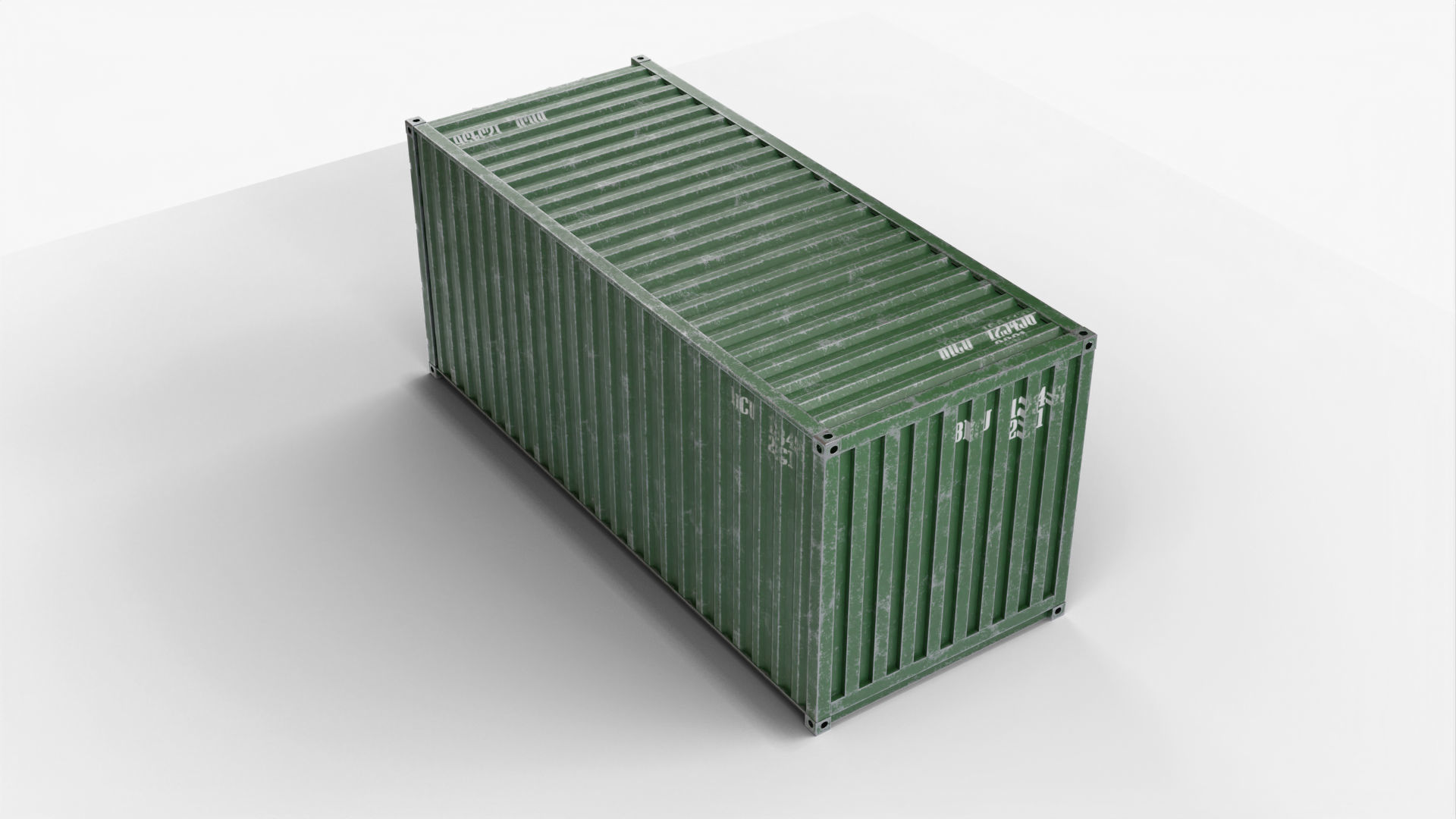 20Ft Cargo Container - Green - Dirty 3D model_5