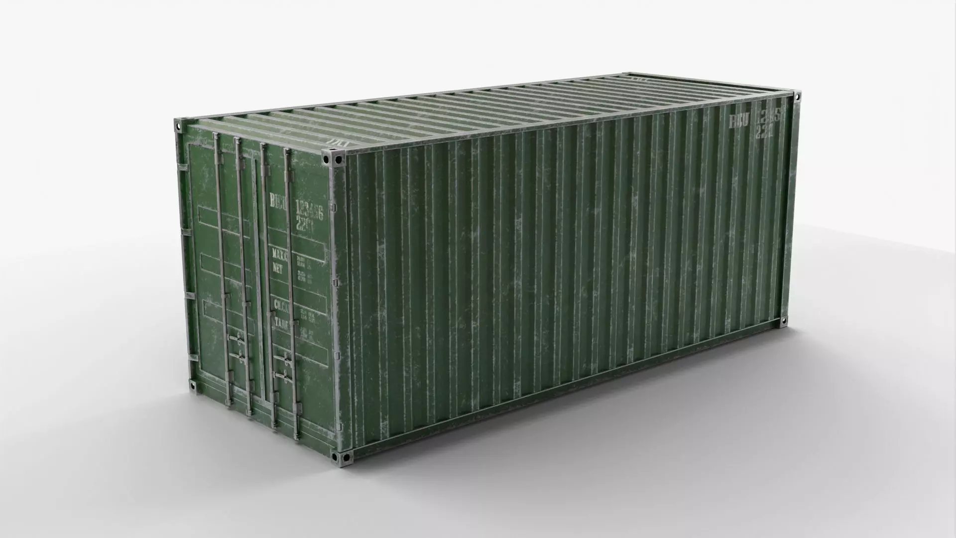 20Ft Cargo Container - Green - Dirty 3D model_0