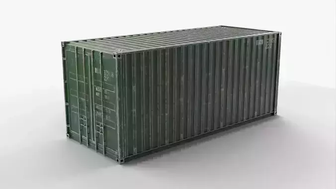 20Ft Cargo Container - Green - Dirty 3D model