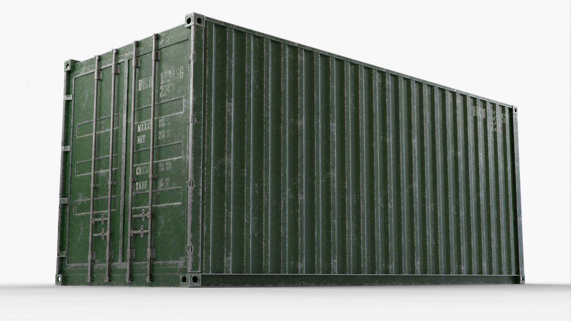 20Ft Cargo Container - Green - Dirty 3D model_3