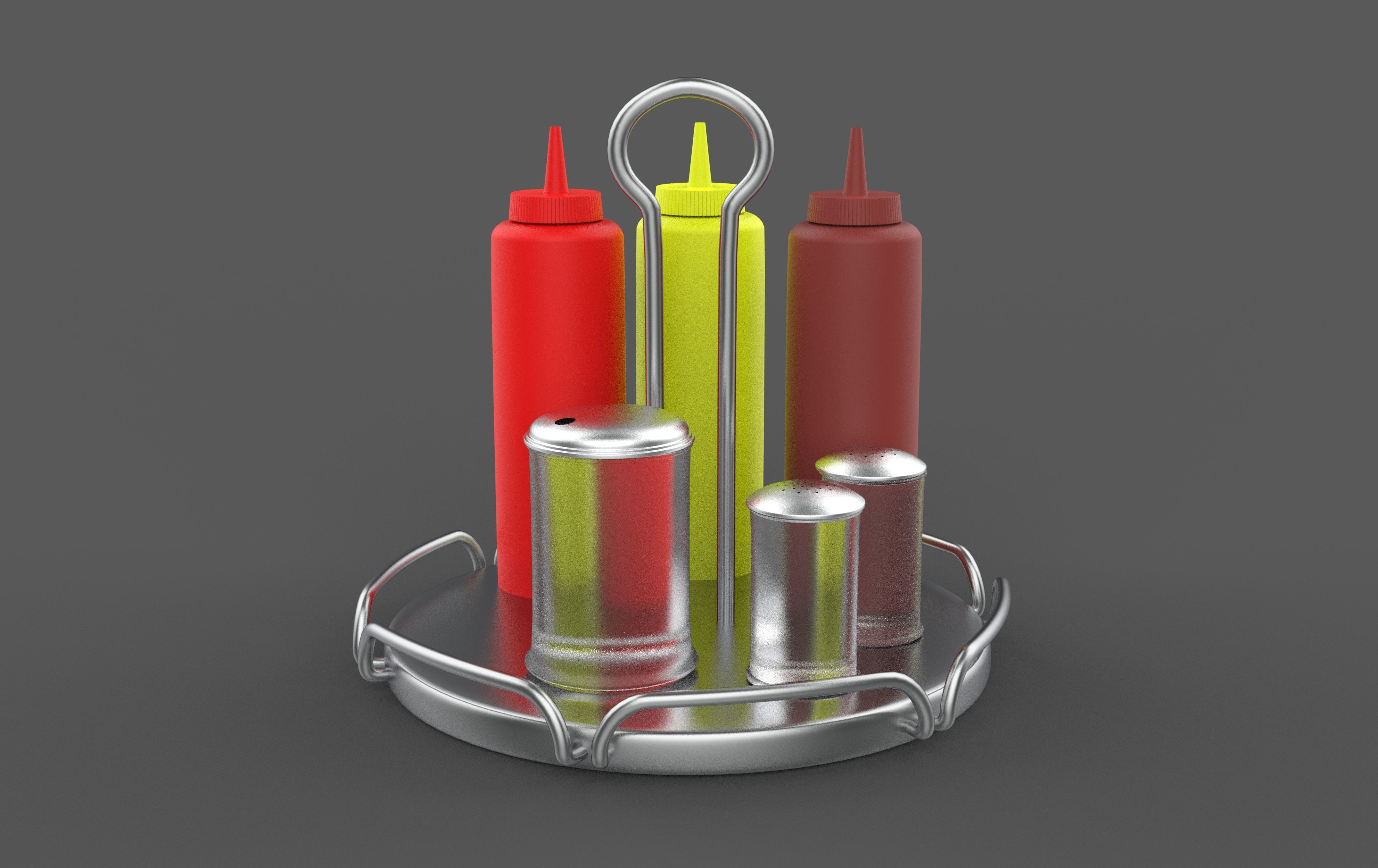 Diner Set Sugar Salt Shaker 3D model_3