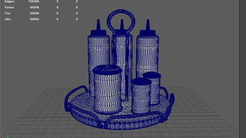 Diner Set Sugar Salt Shaker 3D model_11