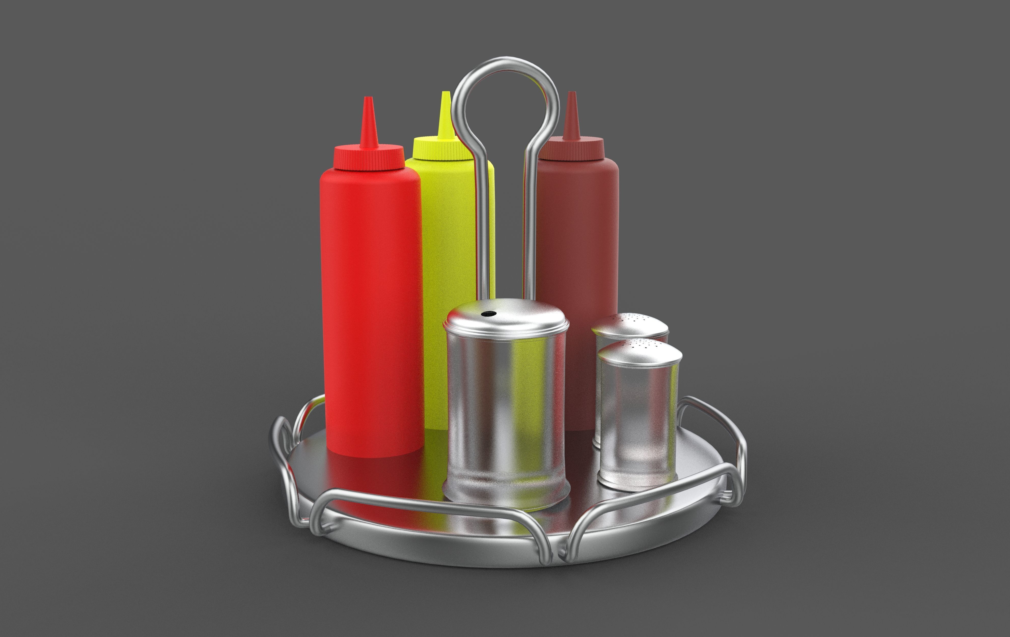 Diner Set Sugar Salt Shaker 3D model_2