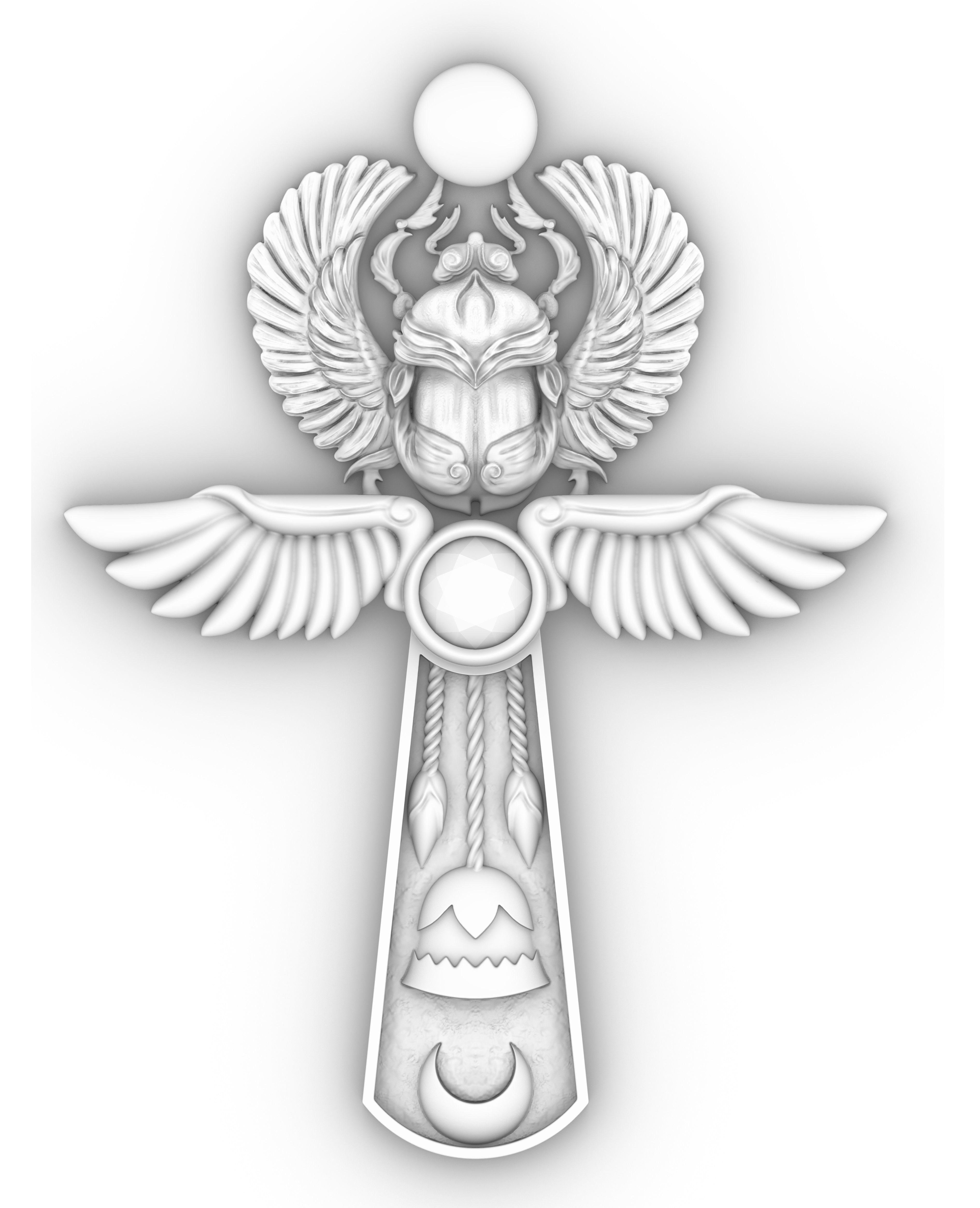 ANKH SCARAB MOON 3D print model_1