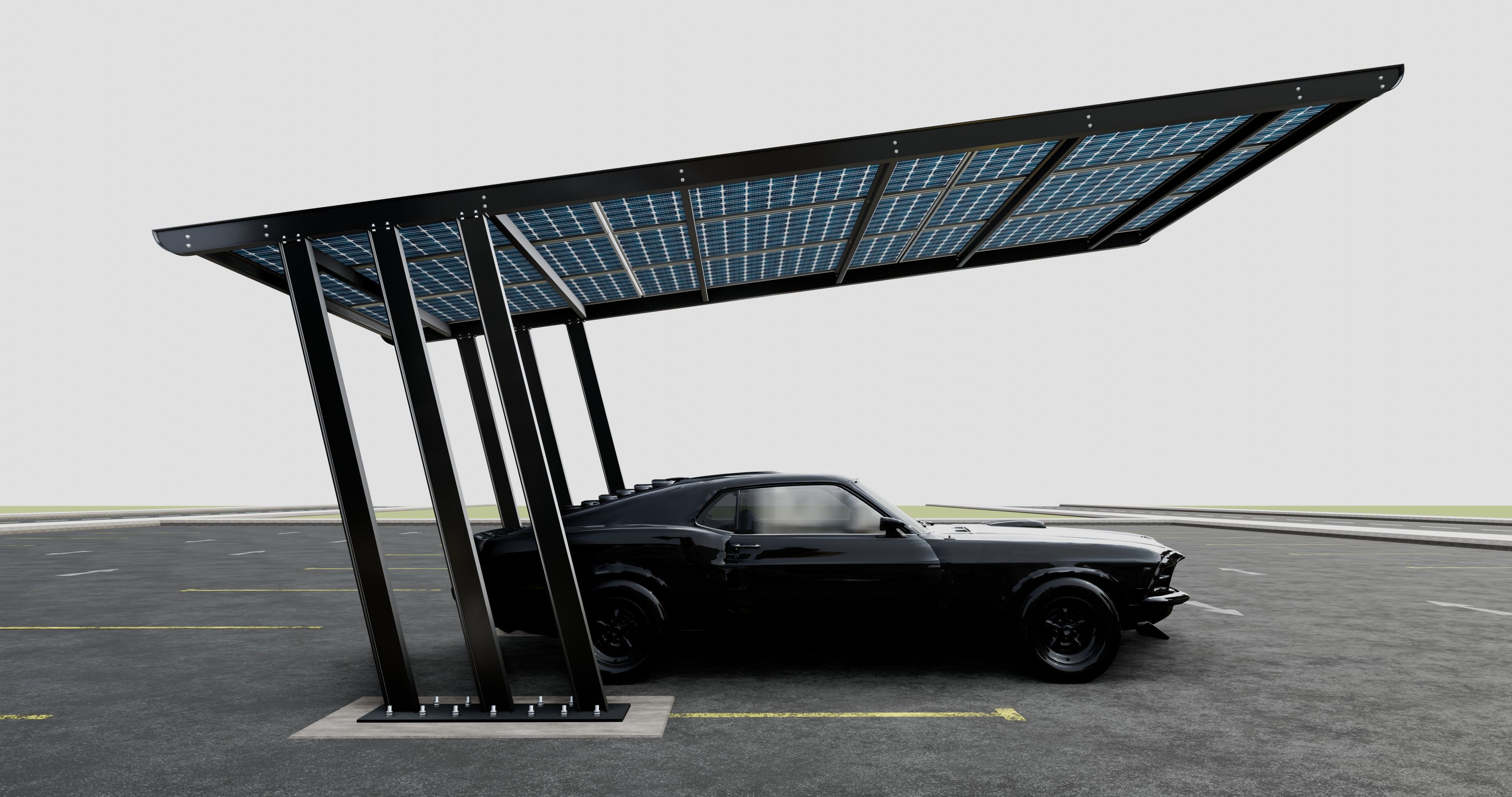 TRIPLE L TYPE MODERN SOLAR CARPORT TYPE-11 3D model_13