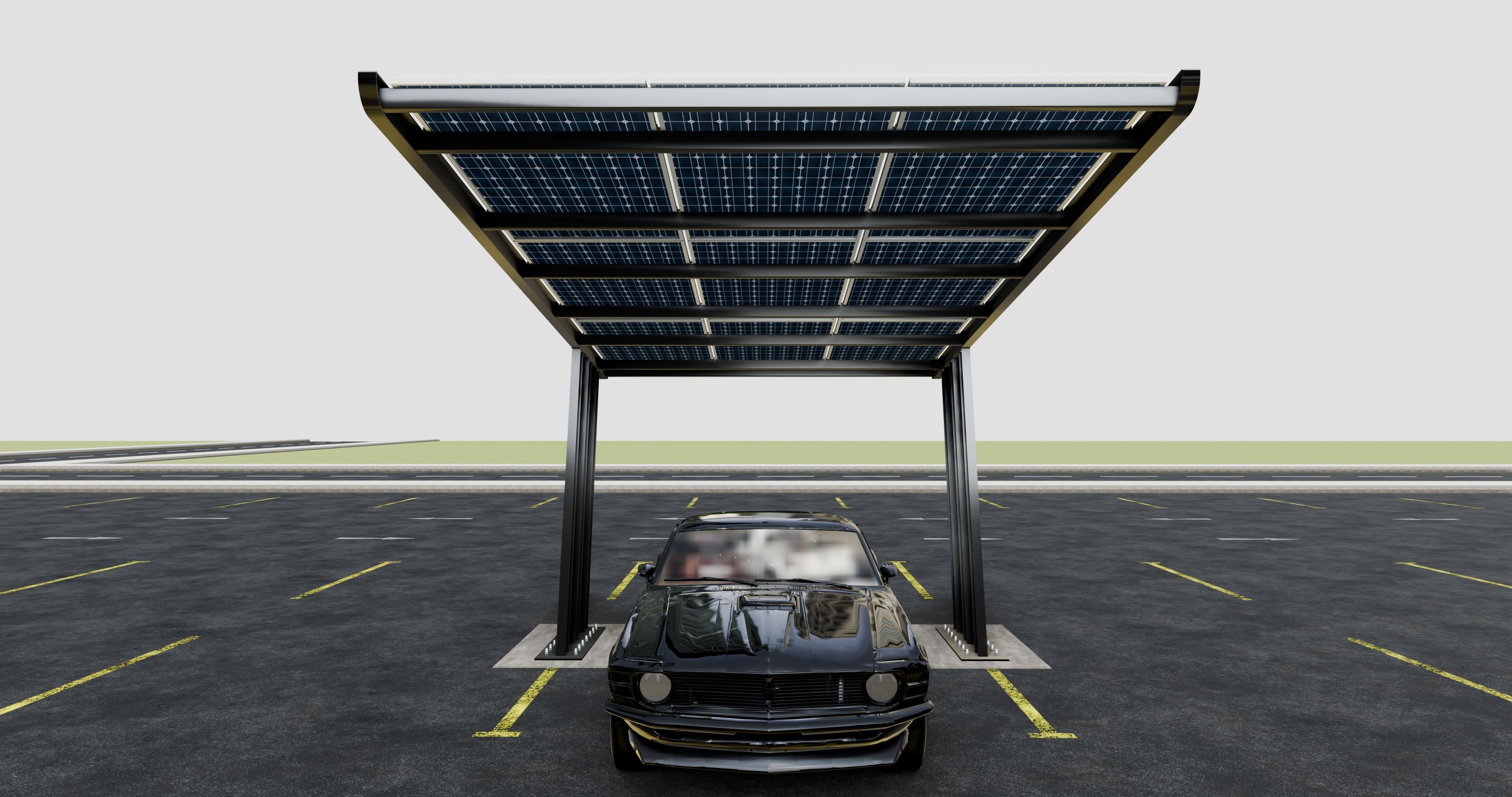 TRIPLE L TYPE MODERN SOLAR CARPORT TYPE-11 3D model_14