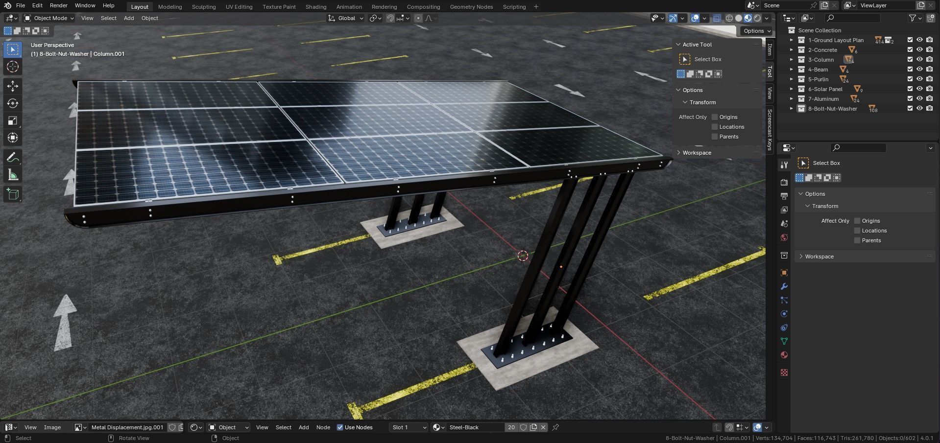 TRIPLE L TYPE MODERN SOLAR CARPORT TYPE-11 3D model_22