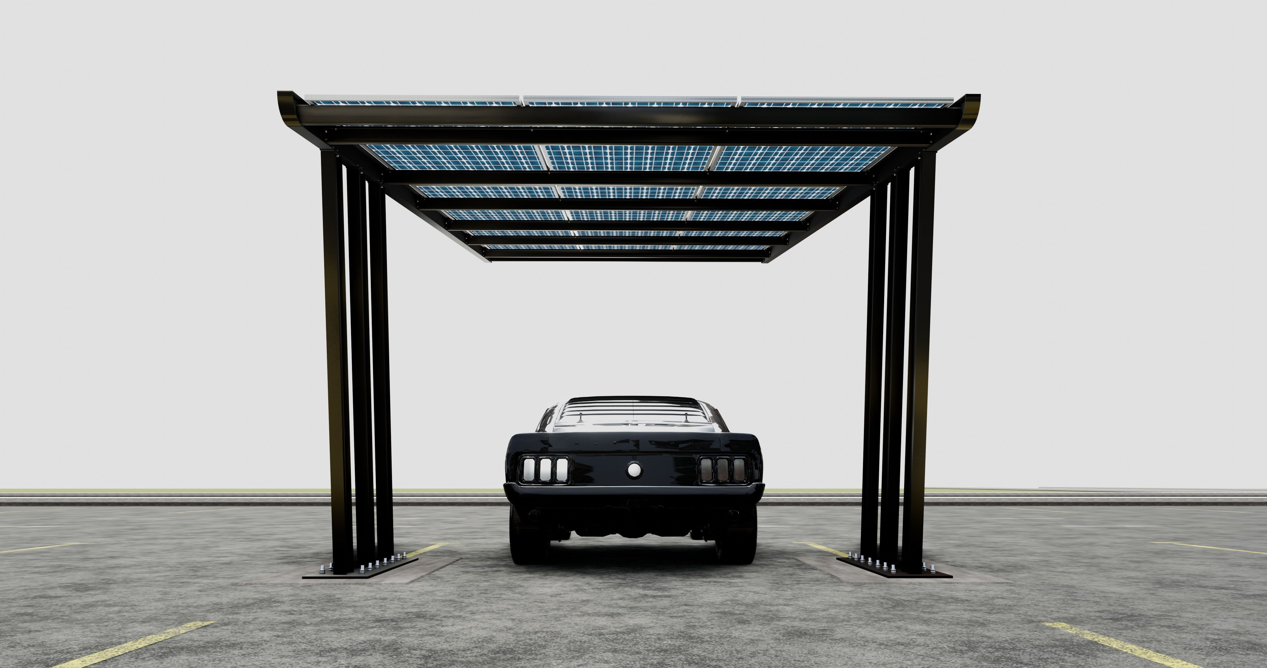 TRIPLE L TYPE MODERN SOLAR CARPORT TYPE-11 3D model_16