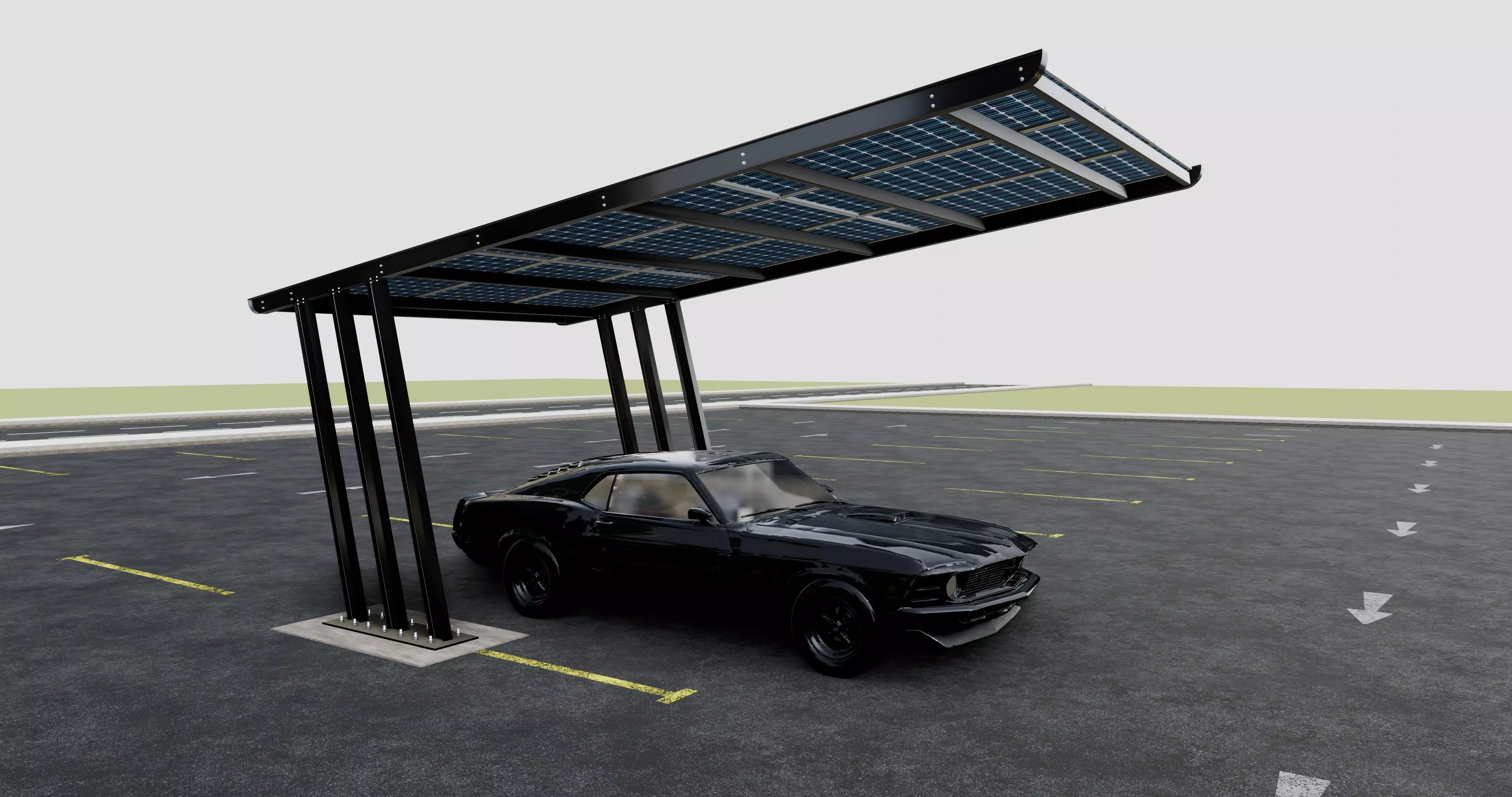 TRIPLE L TYPE MODERN SOLAR CARPORT TYPE-11 3D model_0