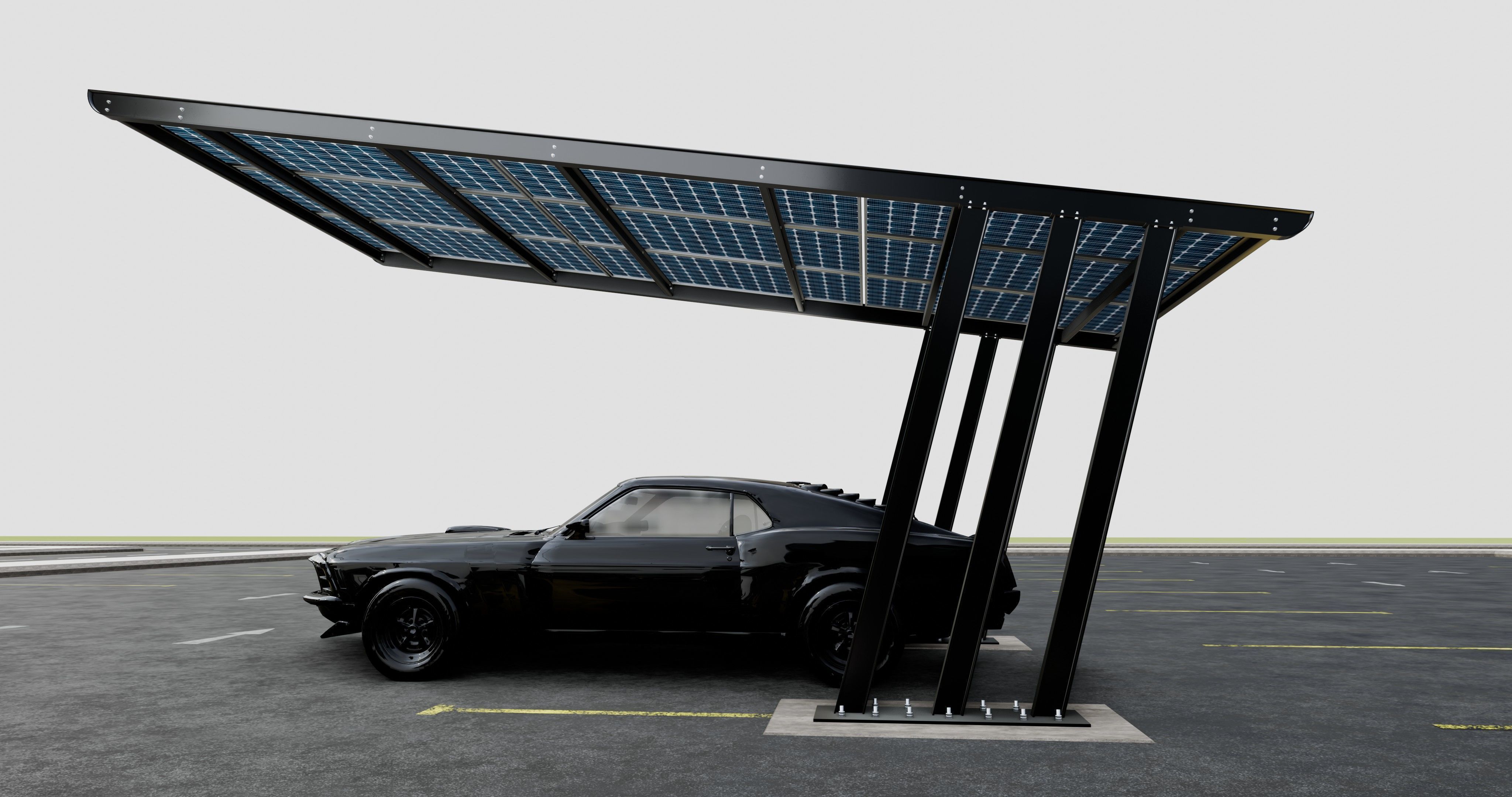 TRIPLE L TYPE MODERN SOLAR CARPORT TYPE-11 3D model_12