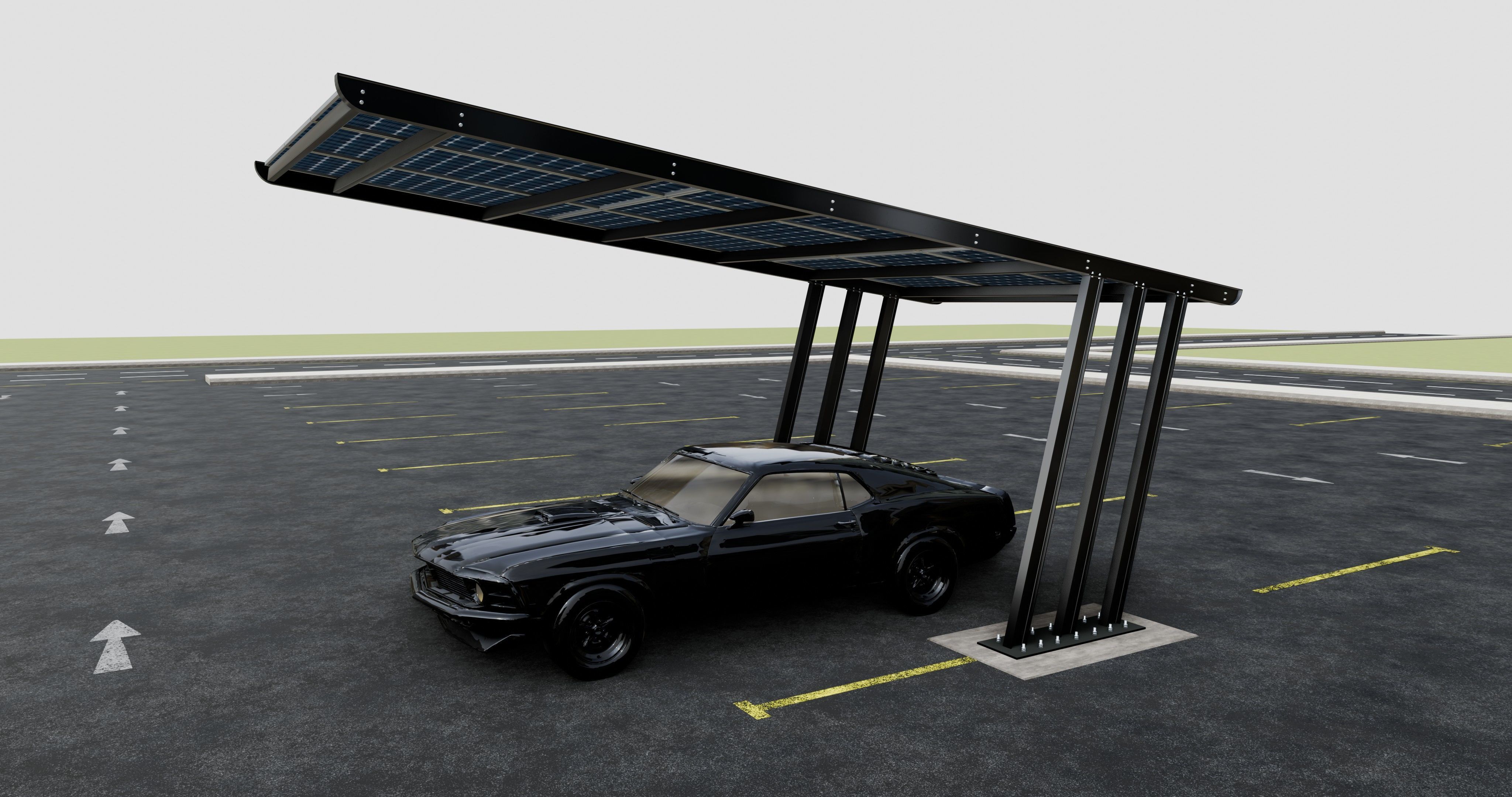 TRIPLE L TYPE MODERN SOLAR CARPORT TYPE-11 3D model_10