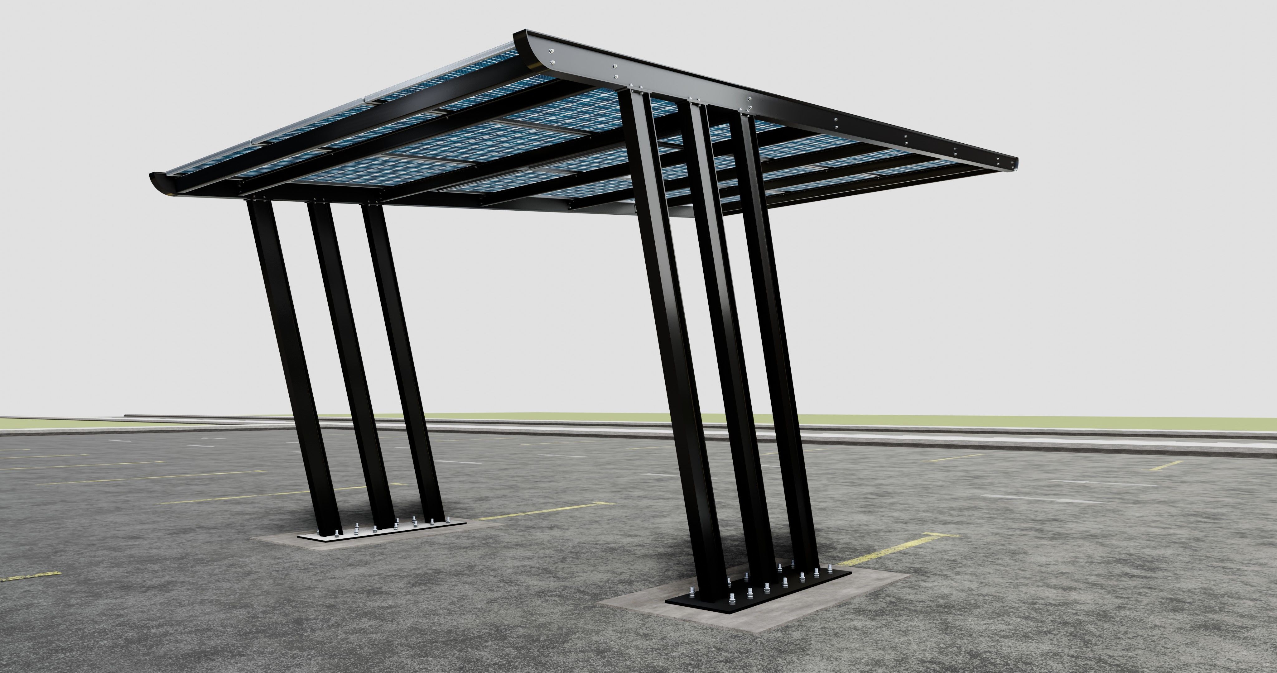 TRIPLE L TYPE MODERN SOLAR CARPORT TYPE-11 3D model_5