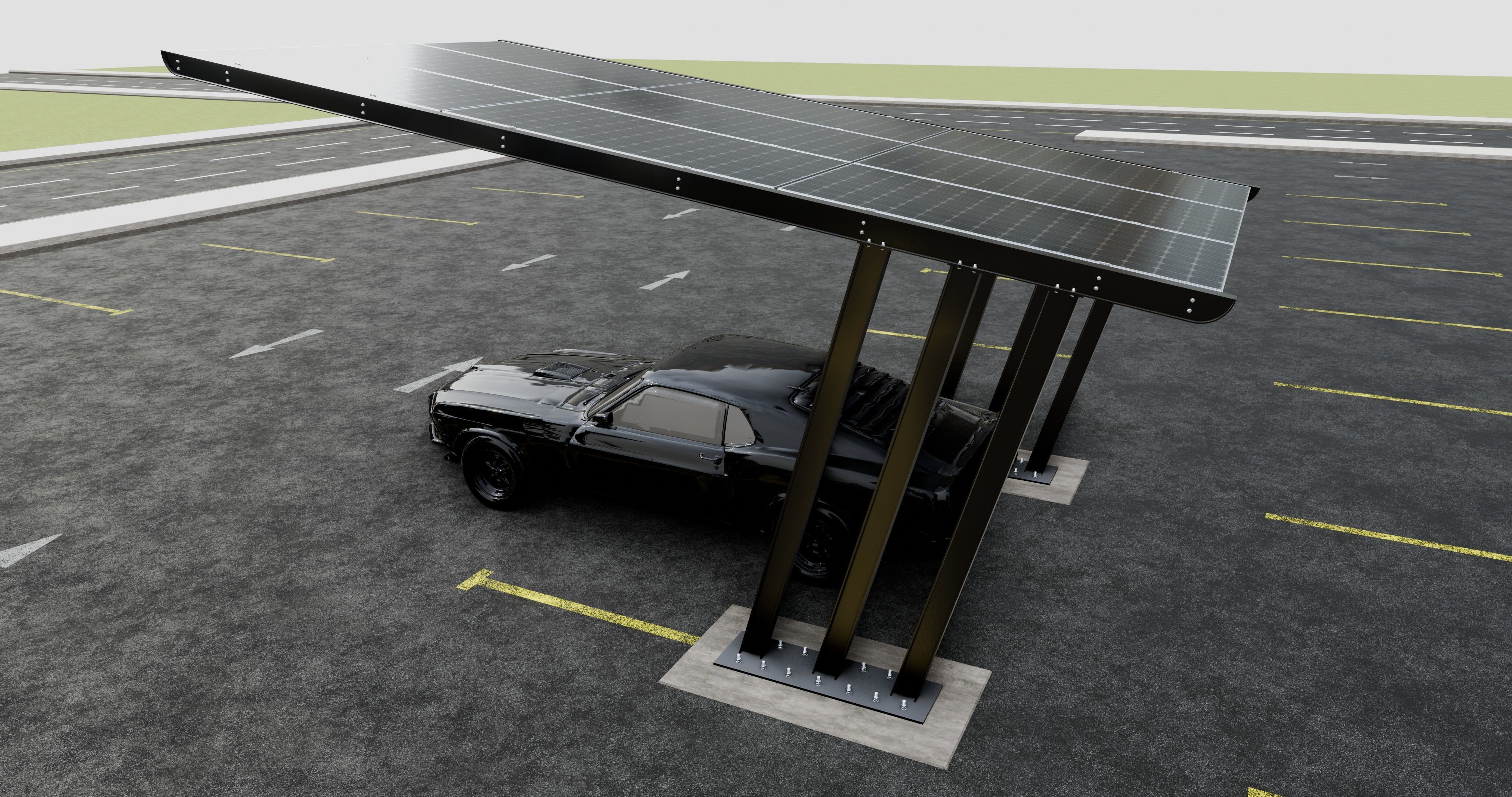 TRIPLE L TYPE MODERN SOLAR CARPORT TYPE-11 3D model_2