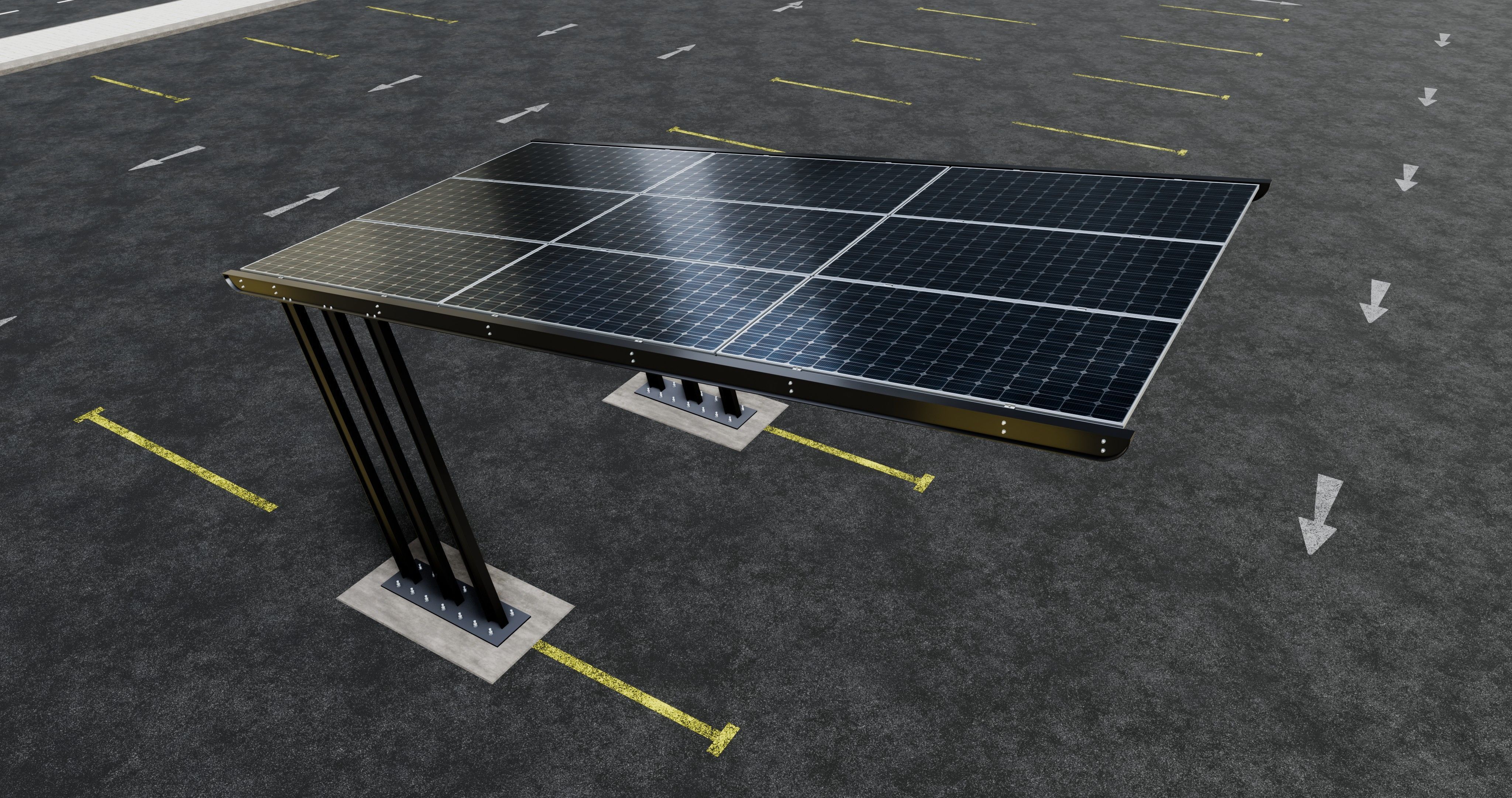 TRIPLE L TYPE MODERN SOLAR CARPORT TYPE-11 3D model_4