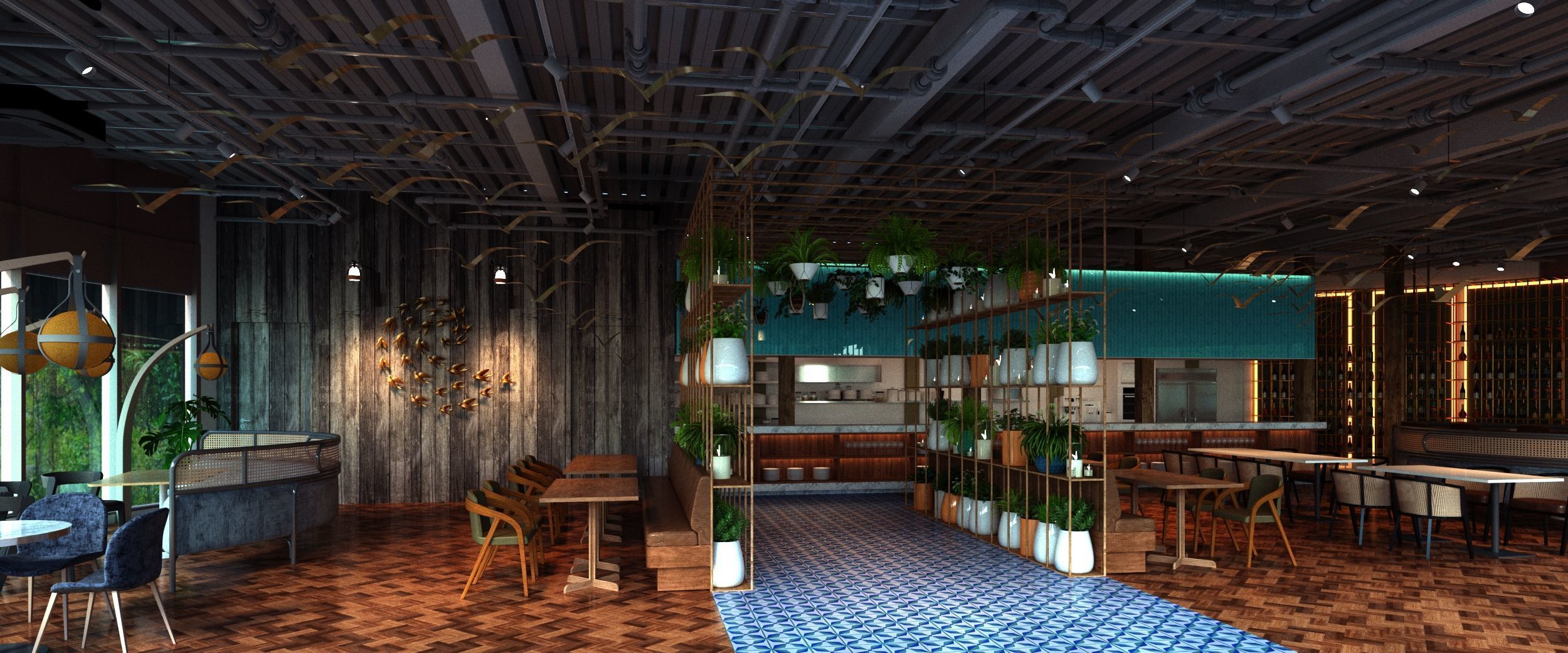 restaurantsky  interior scene 3D model 3D print model_1