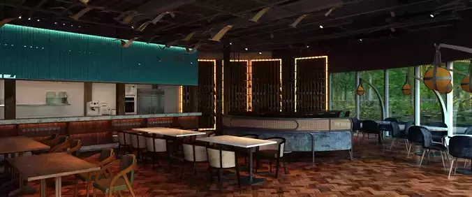restaurantsky  interior scene 3D model 3D print model
