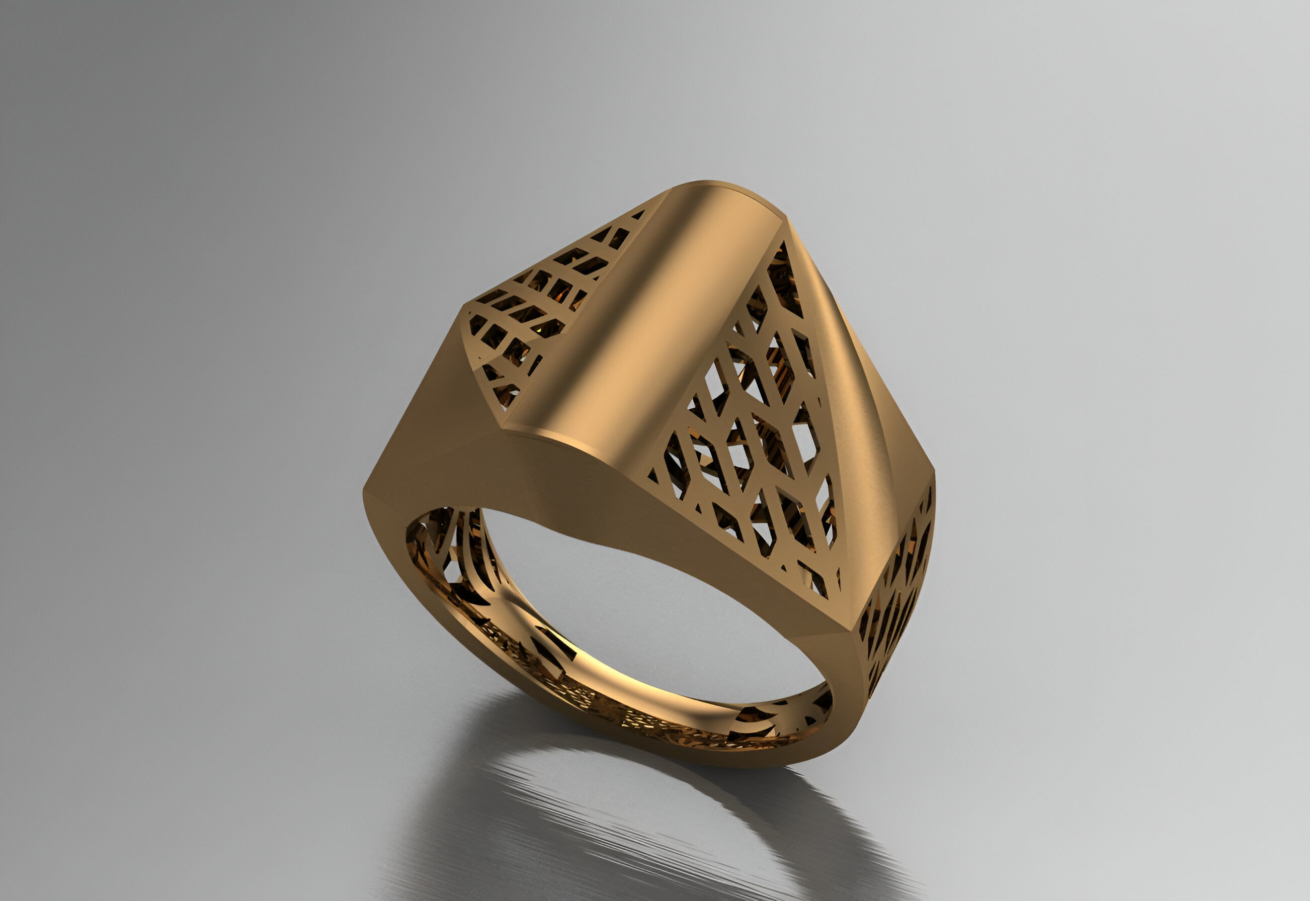 Wire Mesh Plain gold ring 3D print model_1