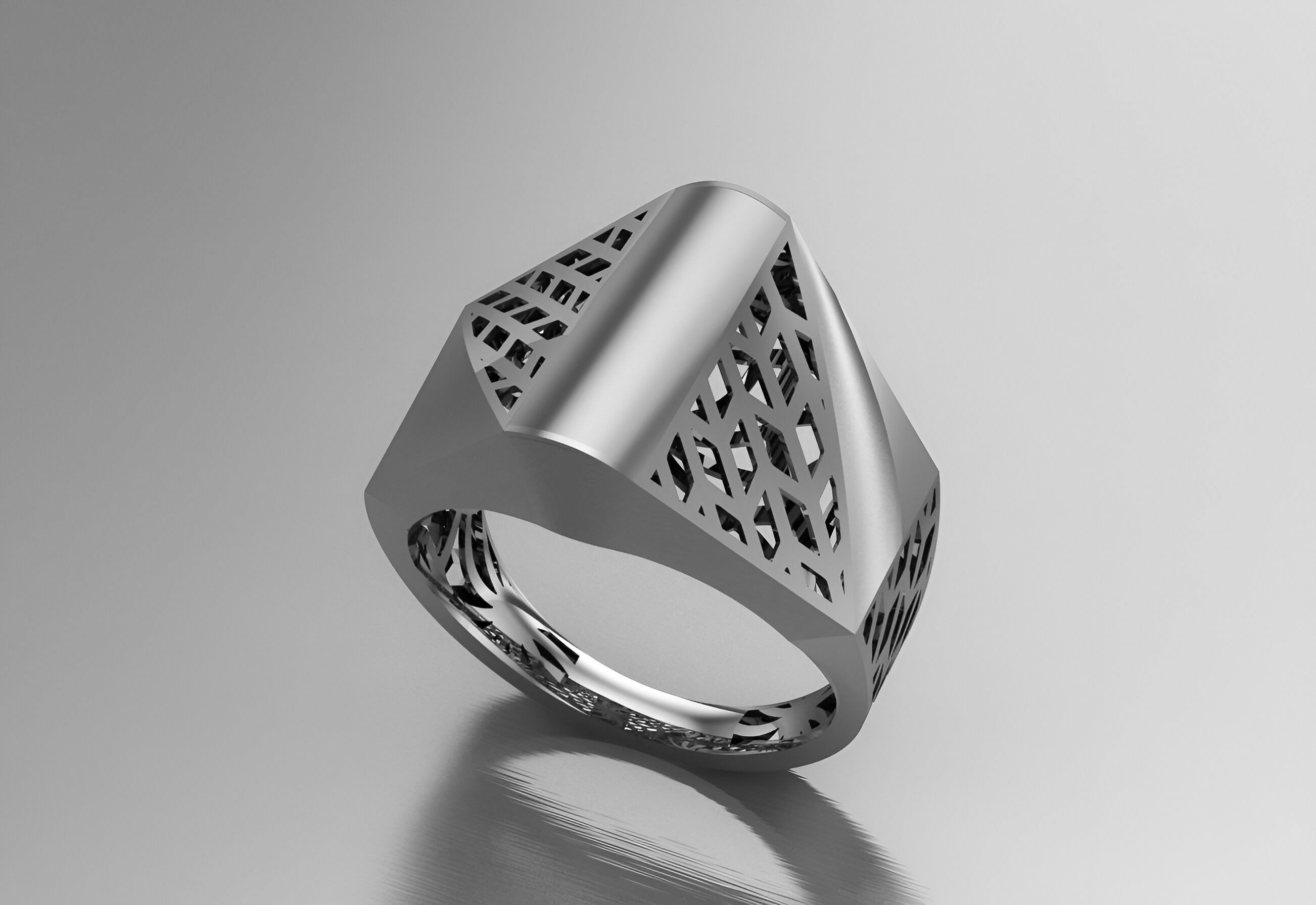 Wire Mesh Plain gold ring 3D print model_2