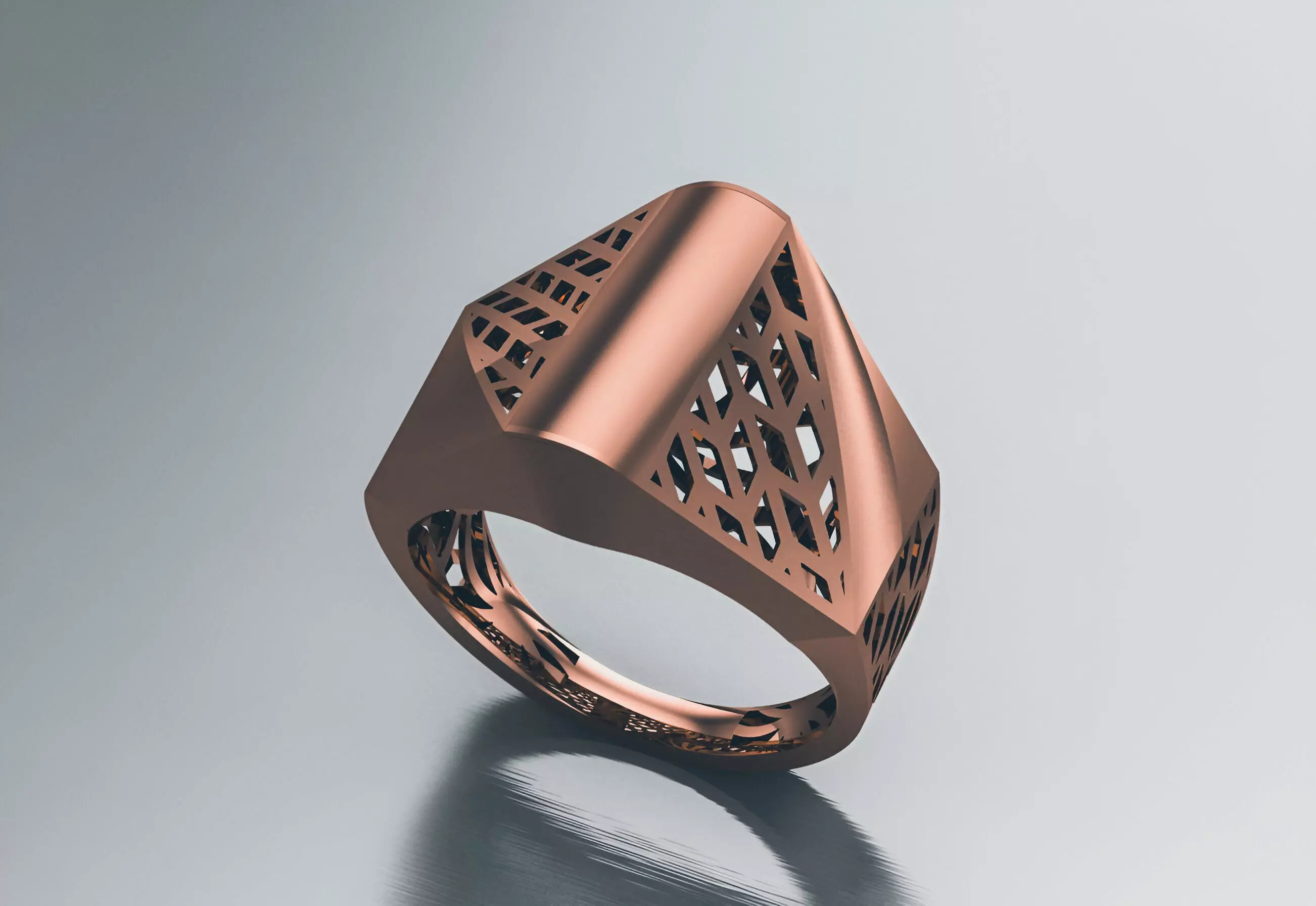 Wire Mesh Plain gold ring 3D print model_0
