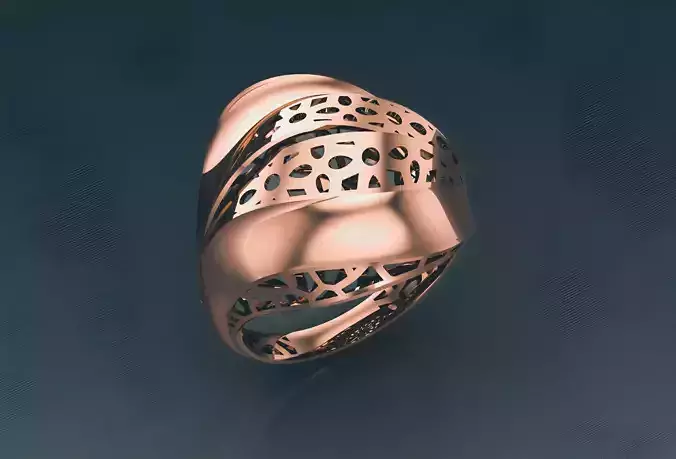 Waveline Wire Mesh Plain gold ring