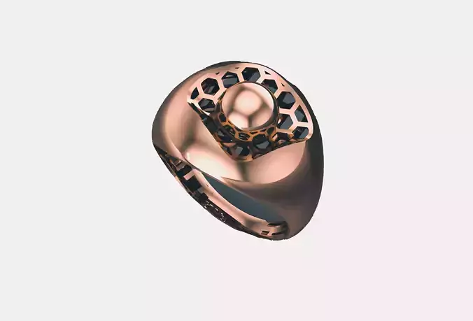 Wire Mesh Ball Plain gold ring