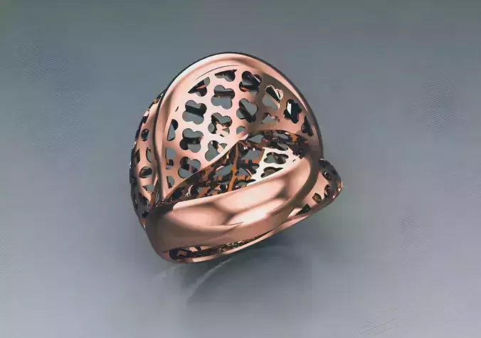 Wire Mesh Flower Plain gold ring