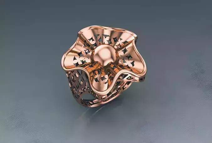 Flower Wire Mesh Plain gold ring