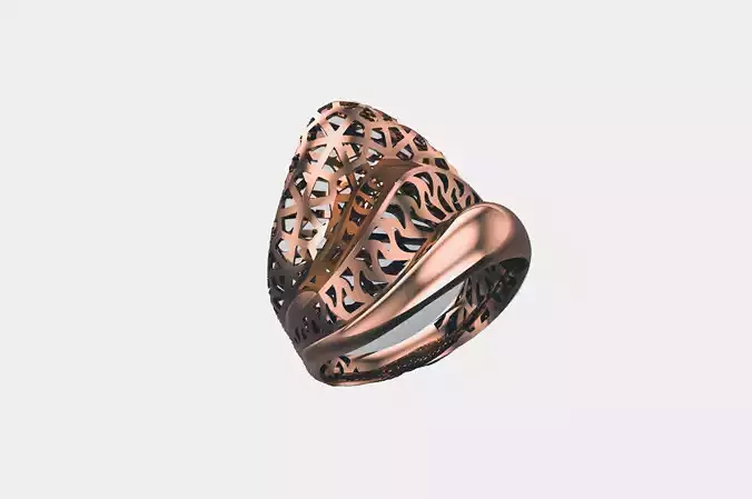 Waveline Wire Mesh Plain gold ring