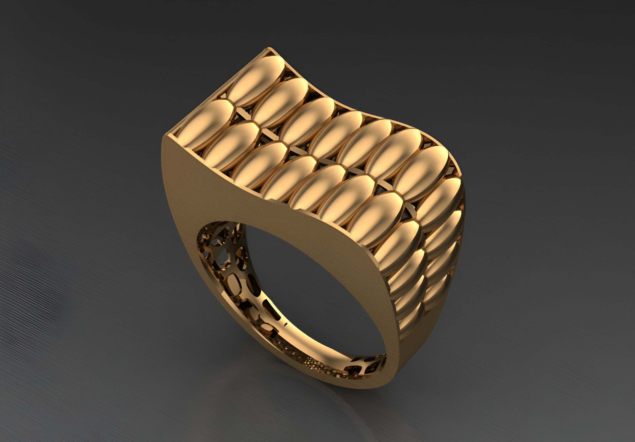 Chain Lock Plain gold ring 3D print model_1