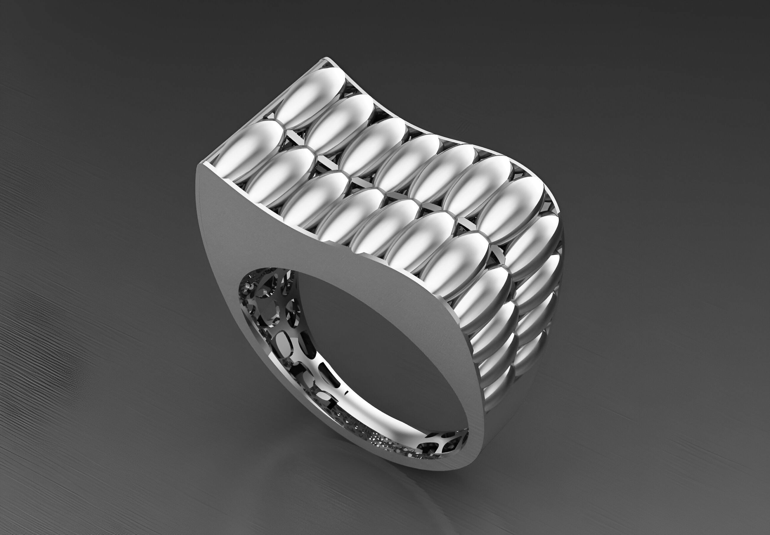 Chain Lock Plain gold ring 3D print model_2