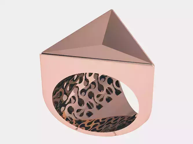 Triangular Depression Plain gold ring 3D print model