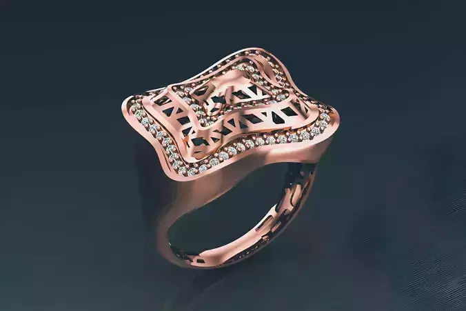 Diamond Square Wire Mesh ring