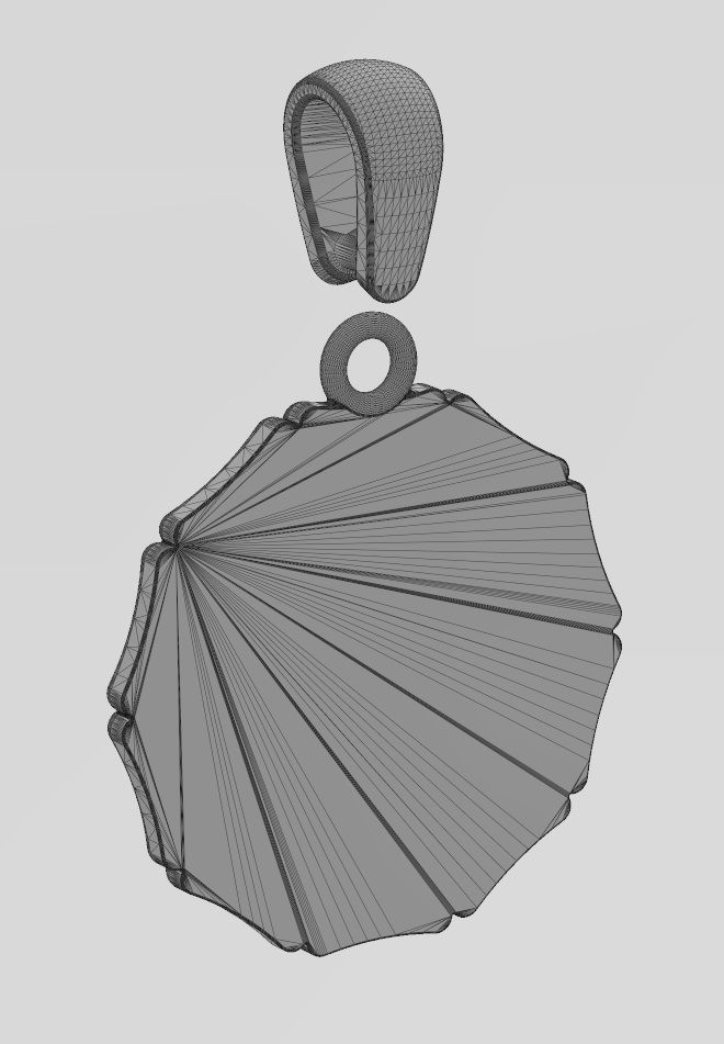 Diamond butterfly bamboo pattern pendant with bail 3D print model_15