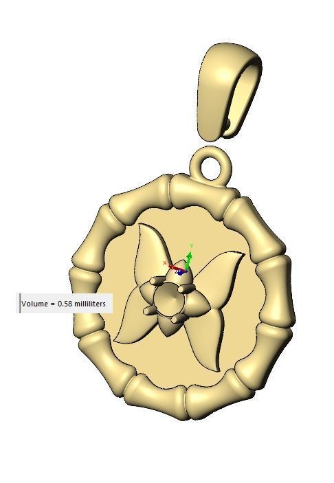Diamond butterfly bamboo pattern pendant with bail 3D print model_16