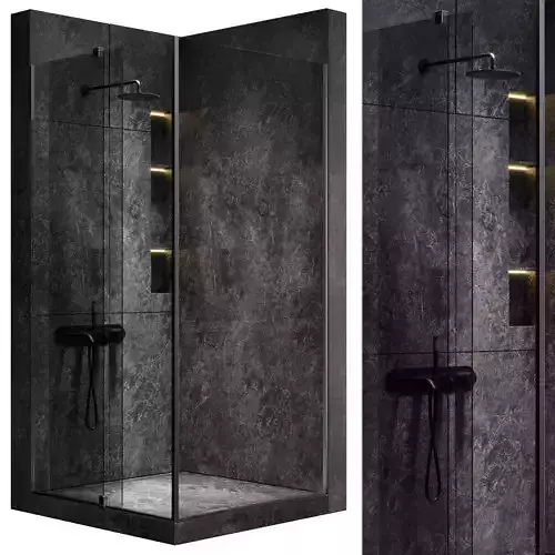 Corner Shower Cabins 01 Low-poly 3D model
