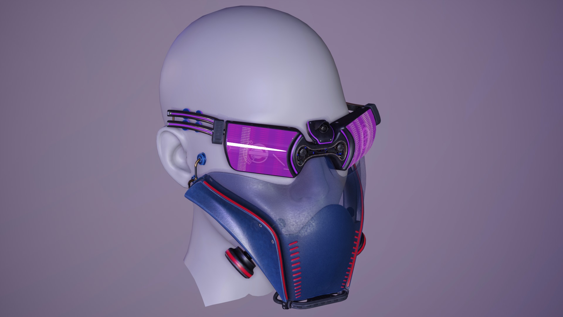 Sci fi Glasses Goggles and Mask 3 Low-poly 3D model_8