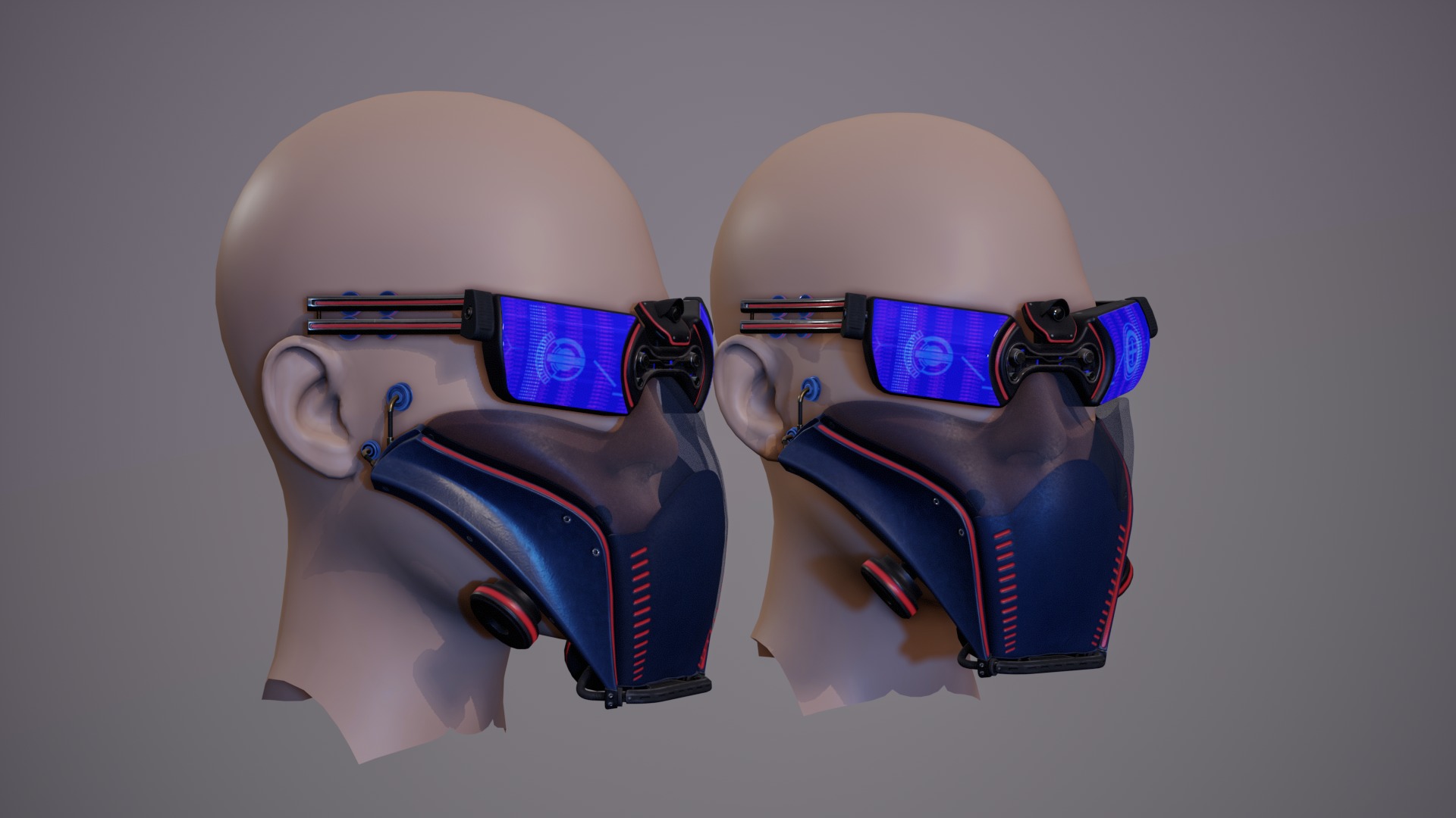 Sci fi Glasses Goggles and Mask 3 Low-poly 3D model_1
