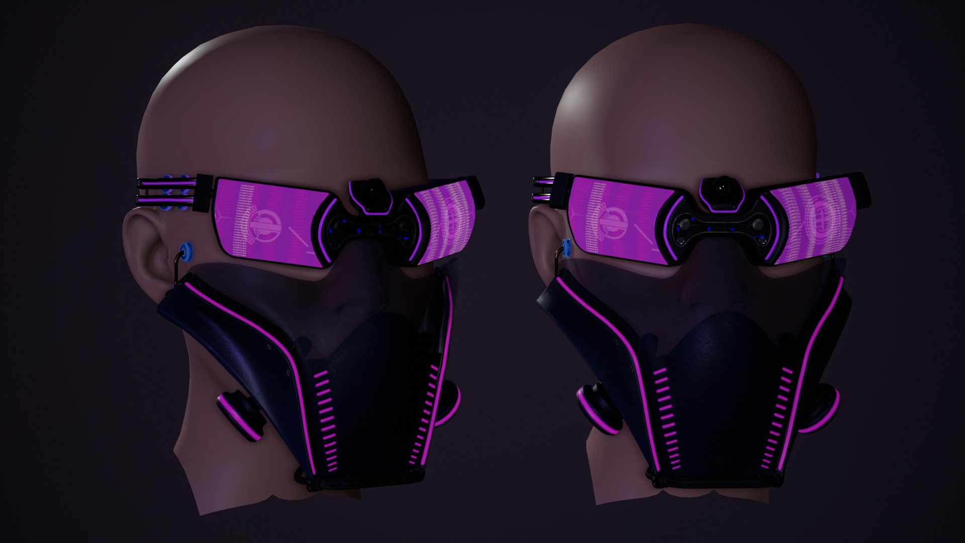 Sci fi Glasses Goggles and Mask 3 Low-poly 3D model_2