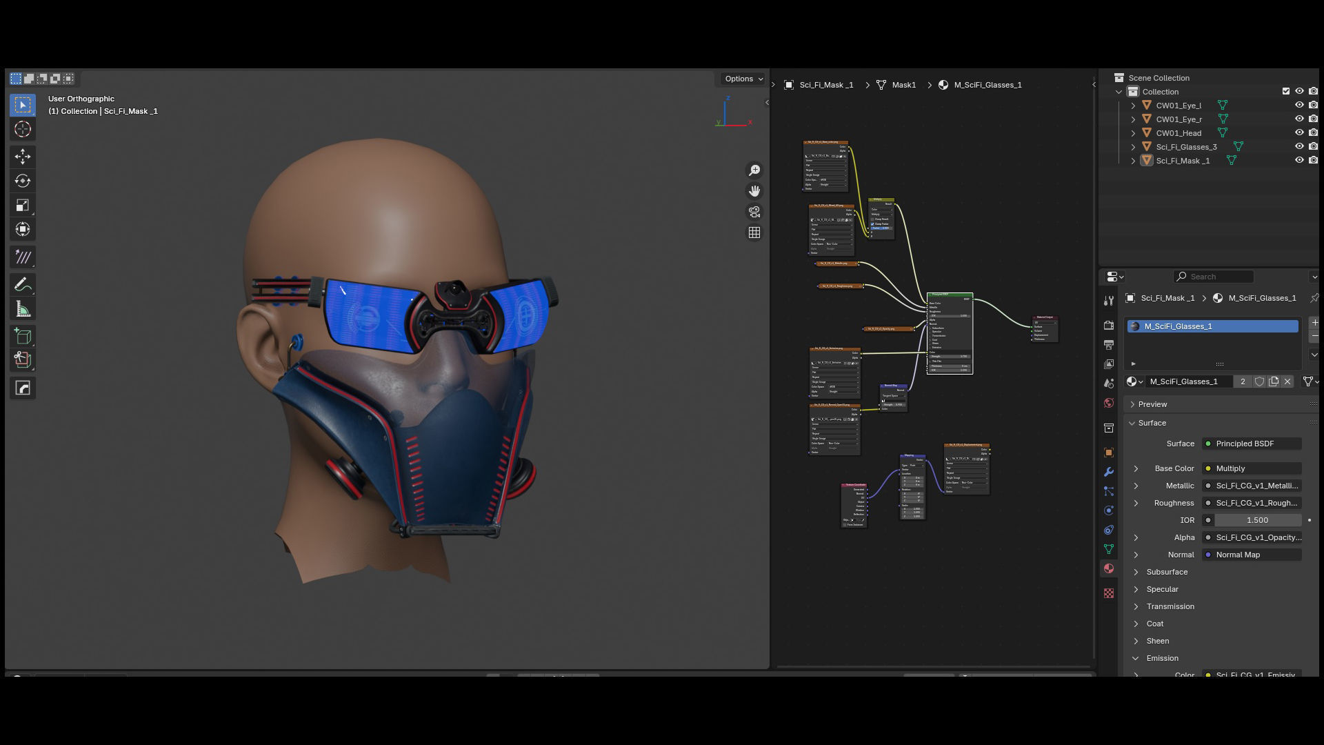 Sci fi Glasses Goggles and Mask 3 Low-poly 3D model_7