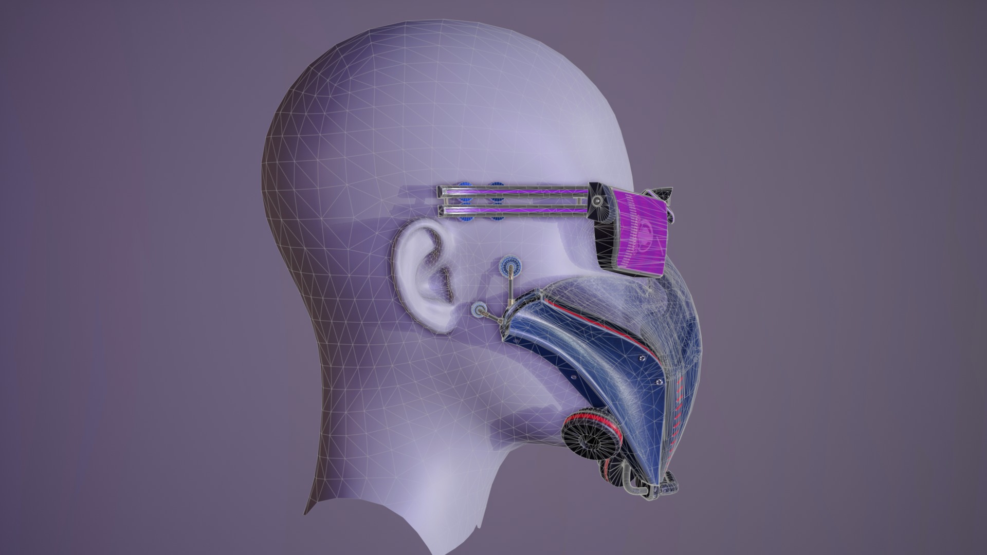 Sci fi Glasses Goggles and Mask 3 Low-poly 3D model_9