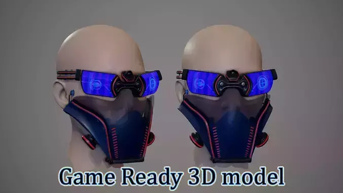 Sci fi Glasses Goggles and Mask 3 Low-poly 3D model