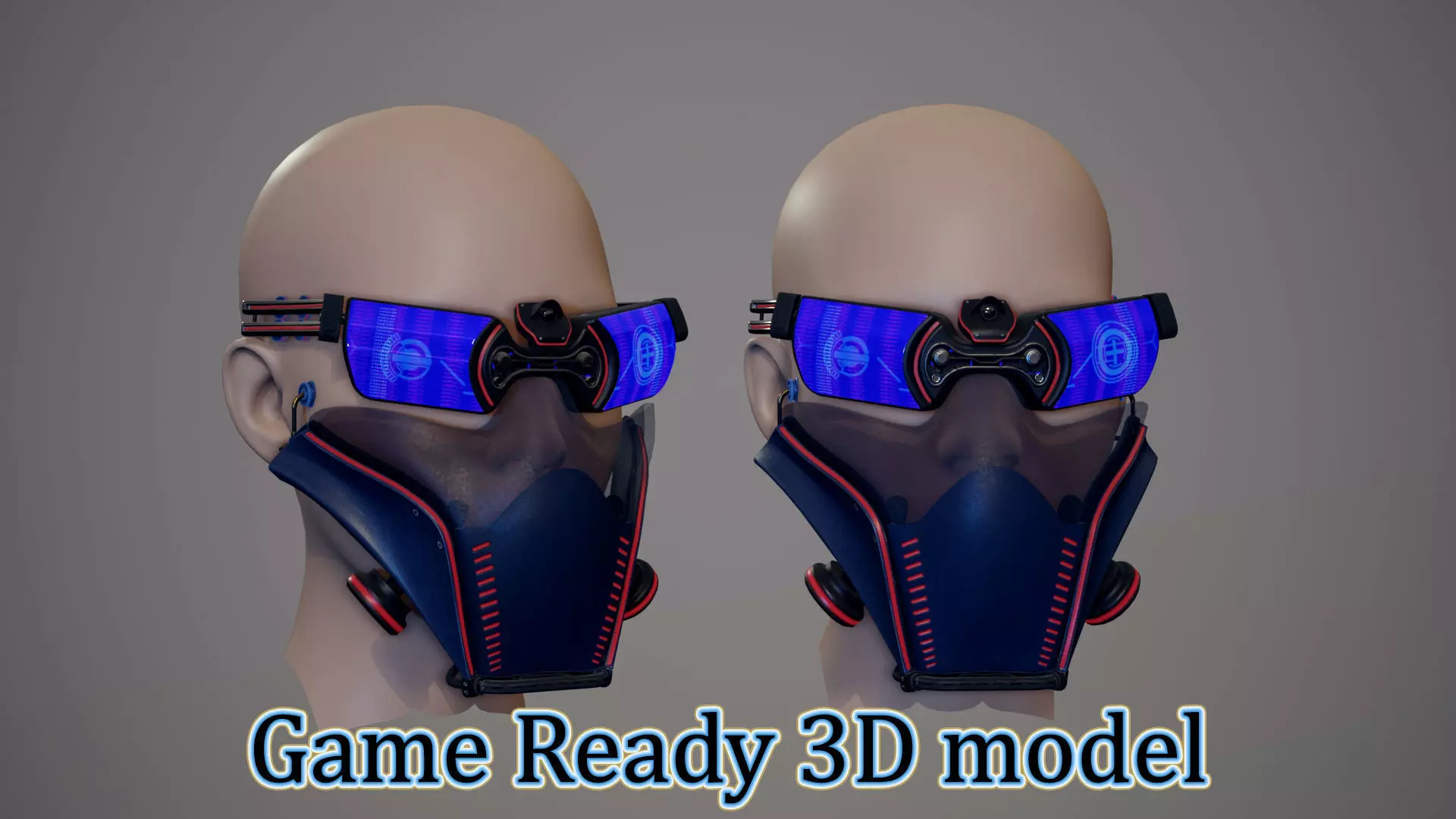 Sci fi Glasses Goggles and Mask 3 Low-poly 3D model_0