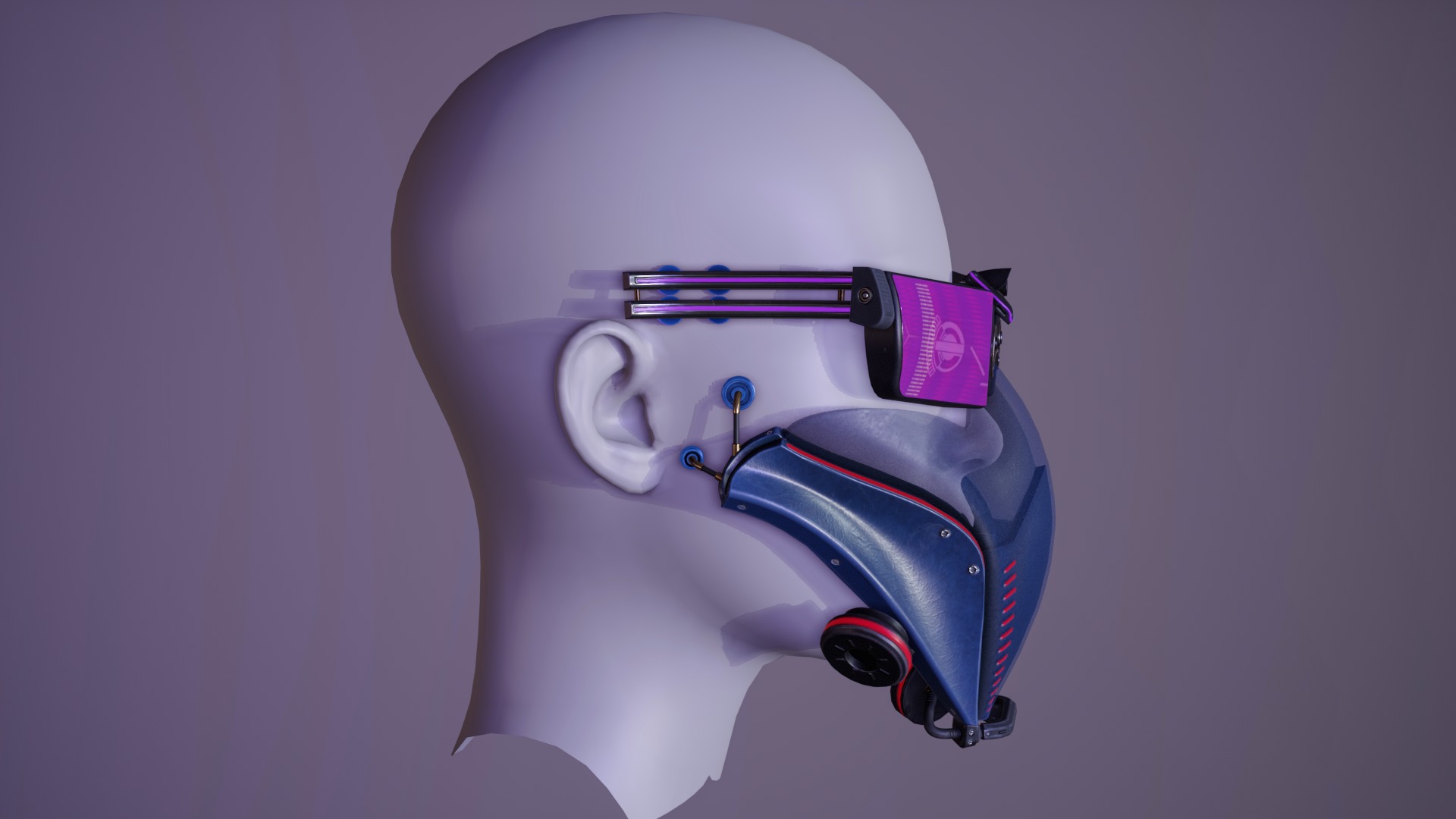 Sci fi Glasses Goggles and Mask 3 Low-poly 3D model_5