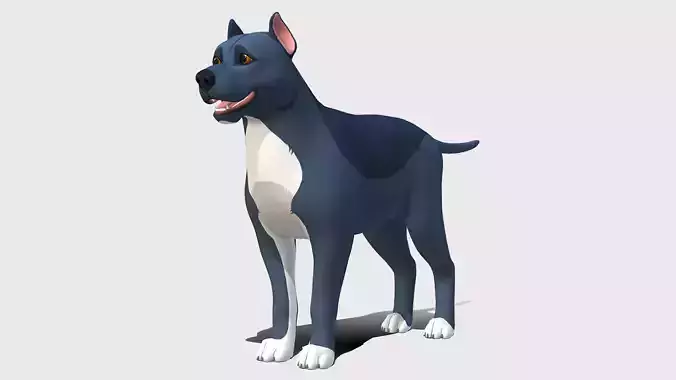 Cartoon Dog - Pitbull Low-poly 3D model