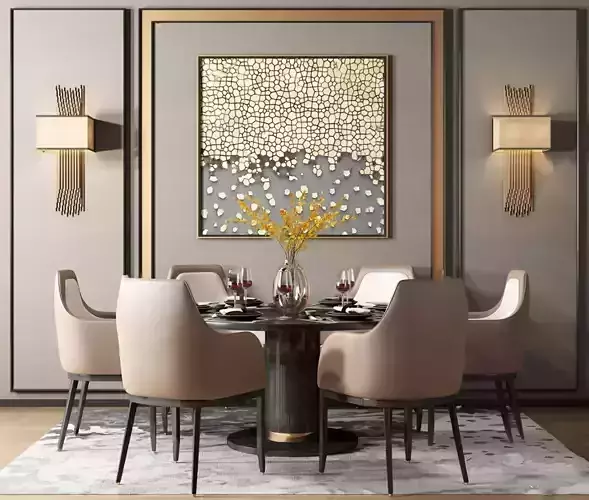 Dining table chair and tableware combination