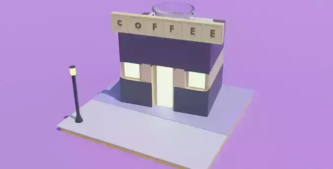 3D coffee shop cartoon