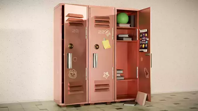 School Locker 3D Model Low-poly 3D model