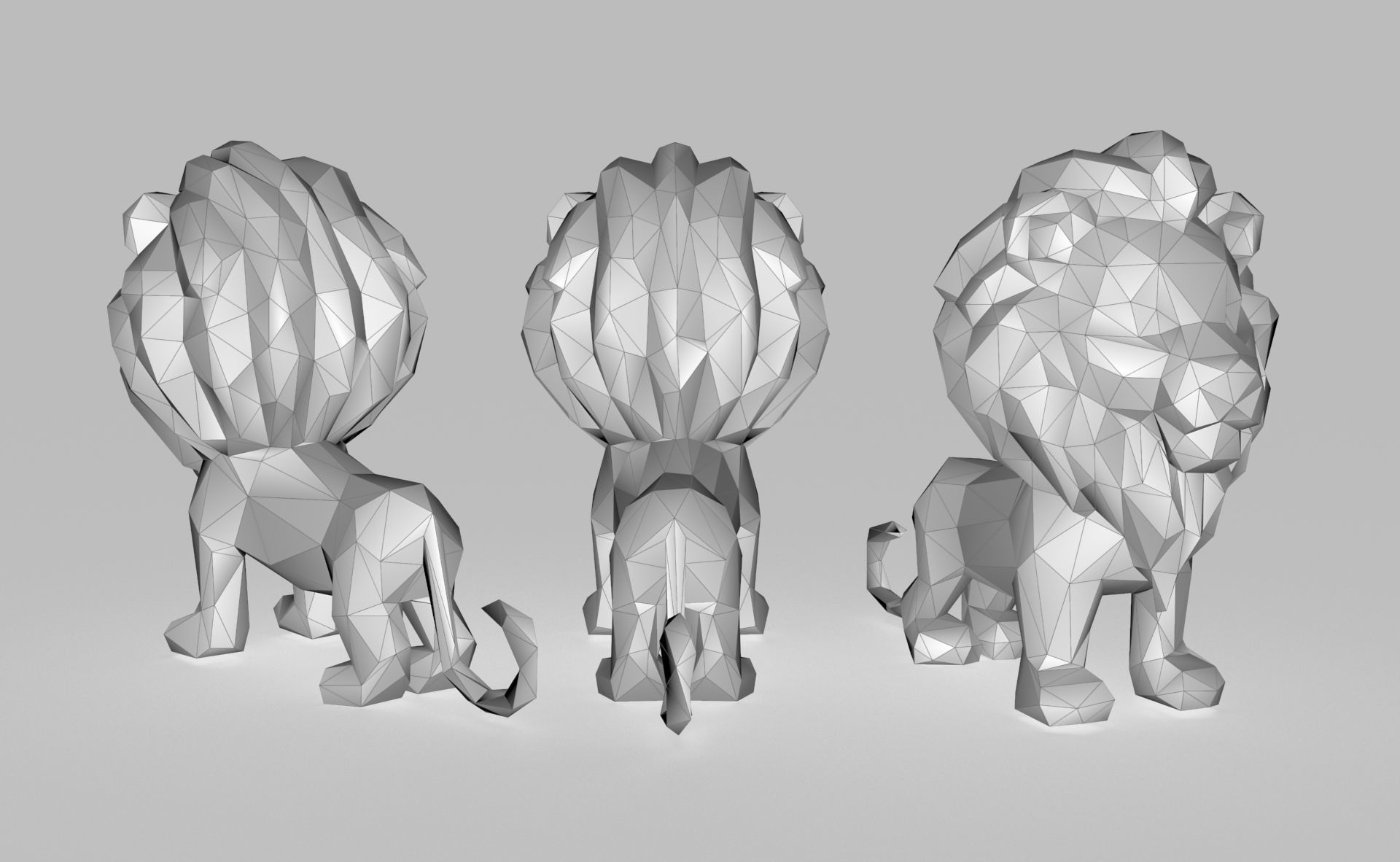 Lion Low poly Low-poly 3D model_4