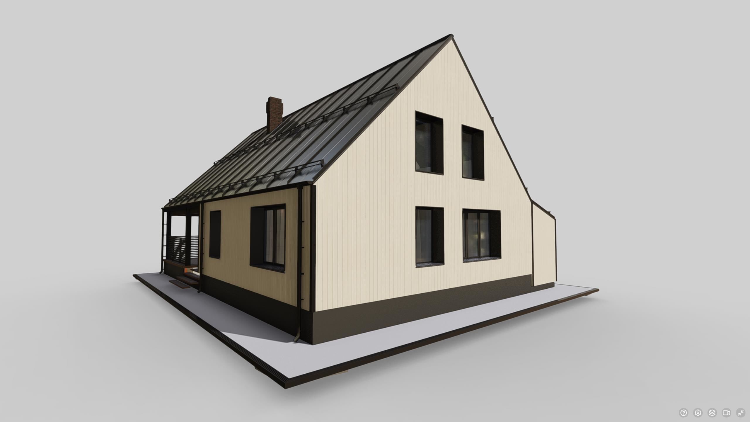 P0022 Modern Residential Barn House 3D model_2