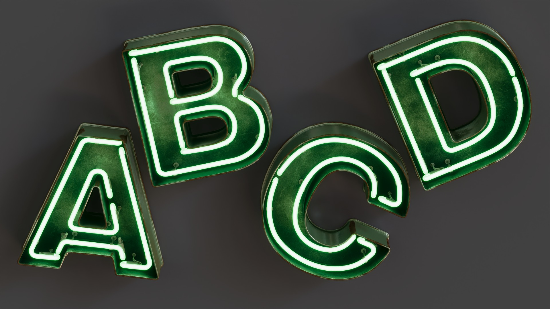 Vintage Metallic Neon Alphabet Pack 160 pcs 3D model_13